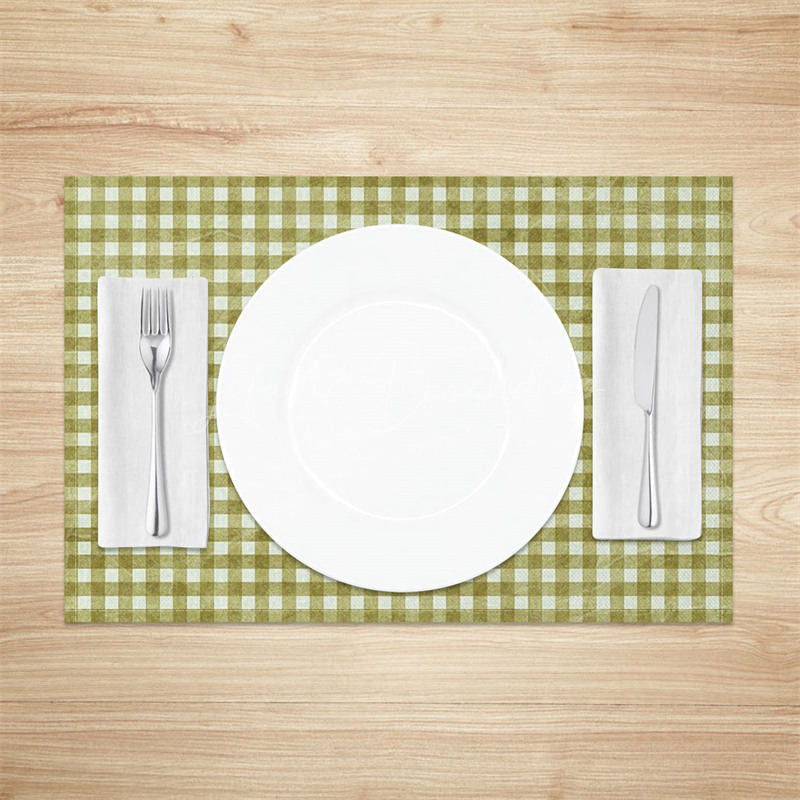 Lofaris Retro Green White Plaid Dining Set of 4 Placemats