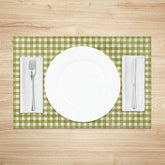 Lofaris Retro Green White Plaid Dining Set of 4 Placemats