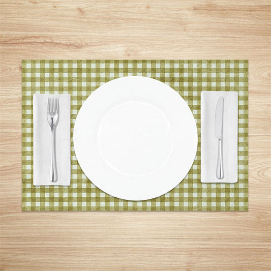 Lofaris Retro Green White Plaid Dining Set of 4 Placemats