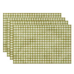 Lofaris Retro Green White Plaid Dining Set of 4 Placemats