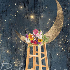 Lofaris Retro Grey Gold Mystical Moon Fine Art Photo Backdrop