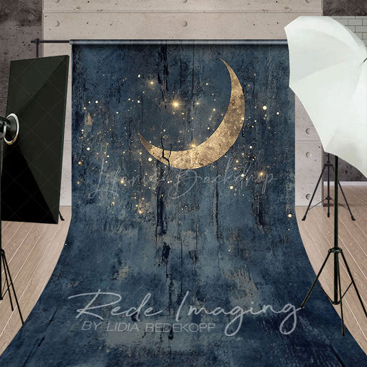 Lofaris Retro Grey Gold Mystical Moon Fine Art Sweep Backdrop