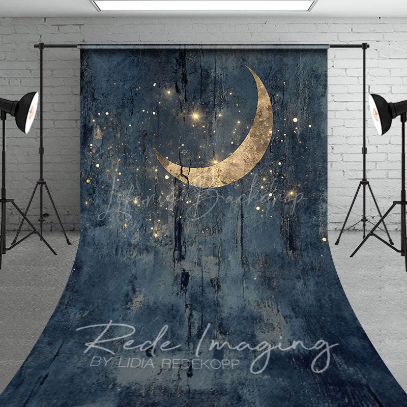 Lofaris Retro Grey Gold Mystical Moon Fine Art Sweep Backdrop