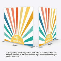 Lofaris Retro Hello Sunshine Tension Fabric Backdrop Boho Rainbow Sunbeam Baby Shower Birthday Decorations