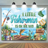 Lofaris Retro Lake Little Fisherman Baby Shower Backdrop