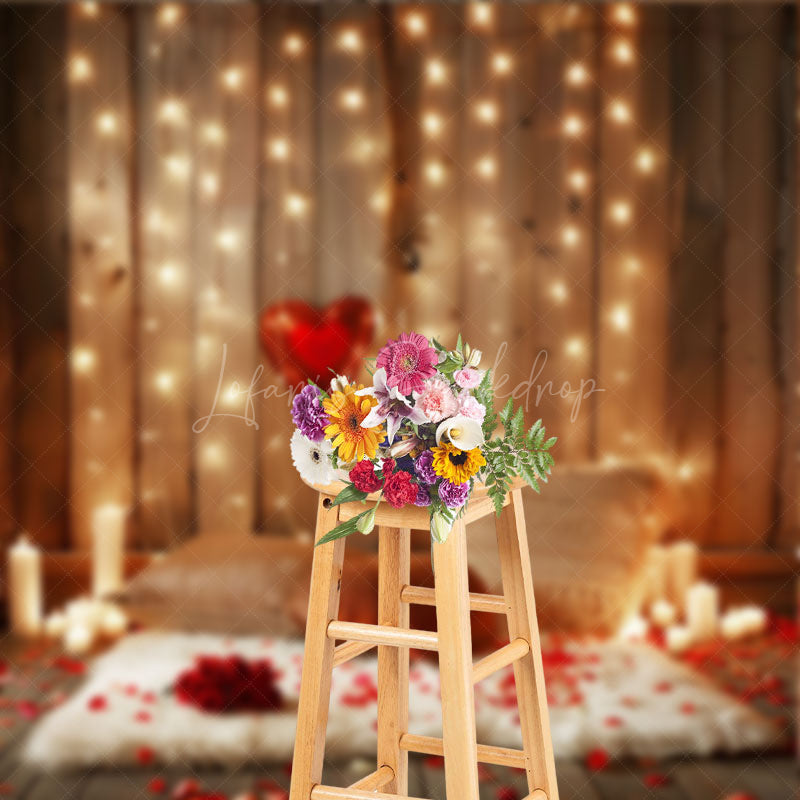 Lofaris Retro Lighted Wooden Romantic Valentines Day Backdrop