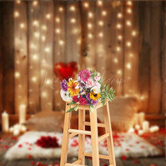 Lofaris Retro Lighted Wooden Romantic Valentines Day Backdrop