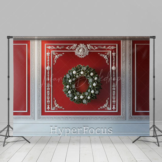 Lofaris Retro Luxury Red White Wall Wreath Christmas Backdrop