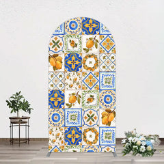 Lofaris Retro Mediterranean Lemon Bridal Shower Arch Backdrop