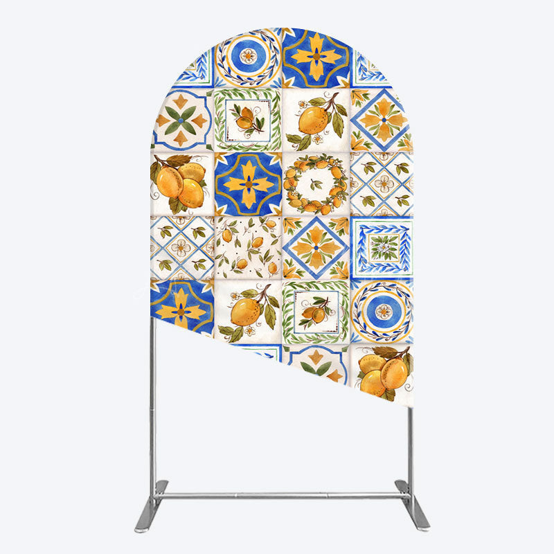 Lofaris Retro Mediterranean Lemon Bridal Shower Arch Backdrop