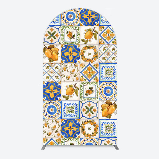 Lofaris Retro Mediterranean Lemon Bridal Shower Arch Backdrop