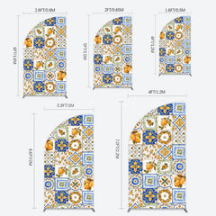 Lofaris Retro Mediterranean Lemon Bridal Shower Half Moon Arch Backdrop