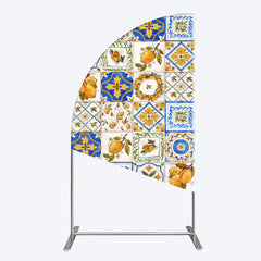 Lofaris Retro Mediterranean Lemon Bridal Shower Half Moon Arch Backdrop