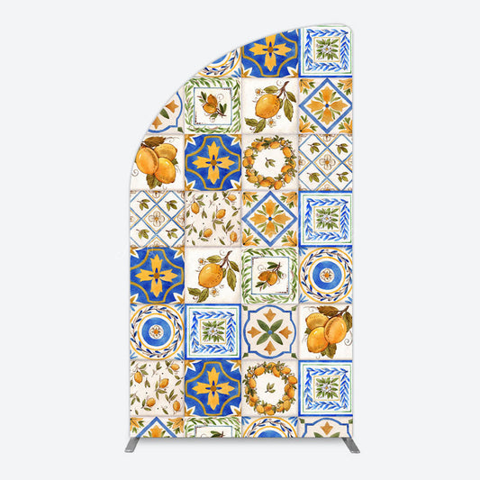 Lofaris Retro Mediterranean Lemon Bridal Shower Half Moon Arch Backdrop