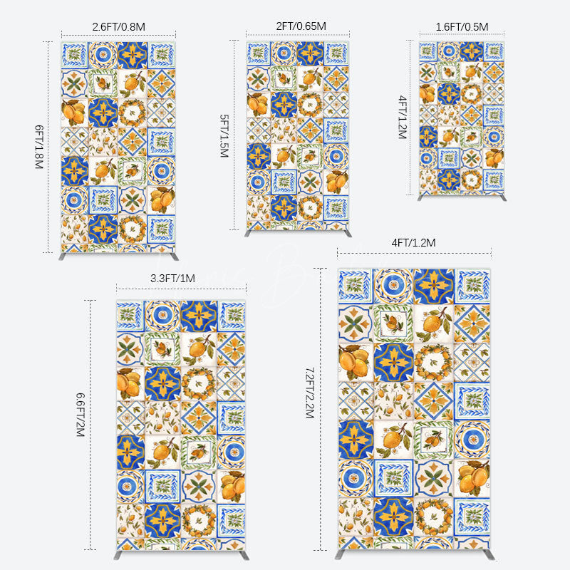 Lofaris Retro Mediterranean Lemon Bridal Shower Rectangle Backdrop