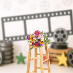 Lofaris Retro Movie Theme Sweet Star Cake Smash Backdrop