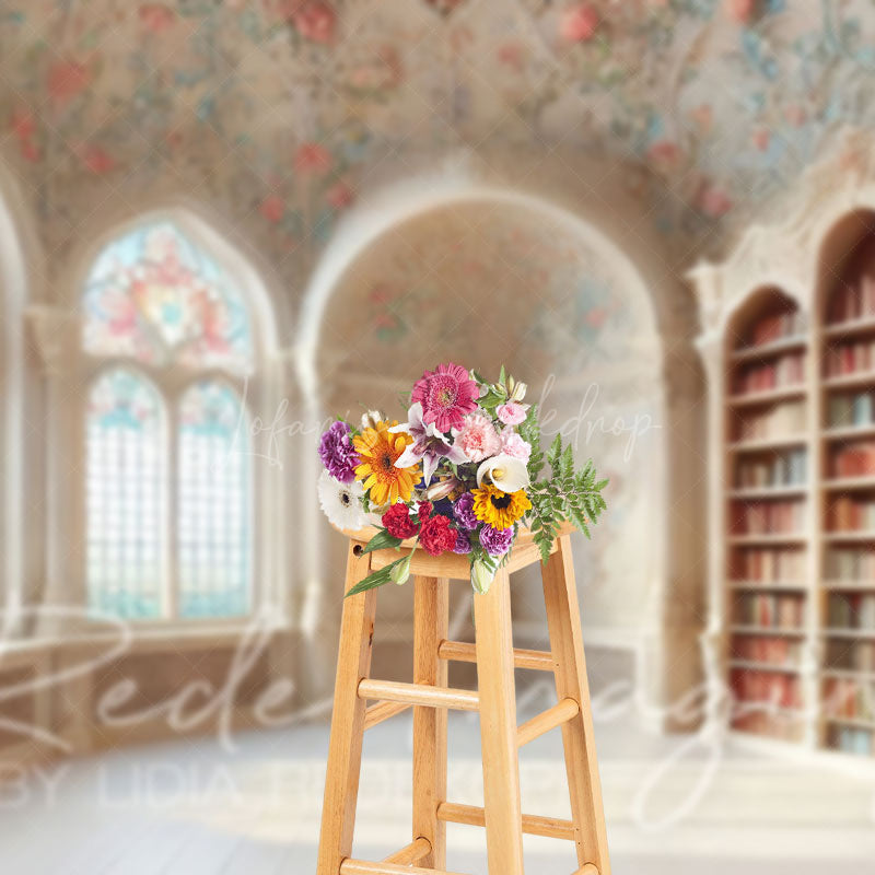 Lofaris Retro Mural Fancy Room Bookshelf Window Photo Backdrop