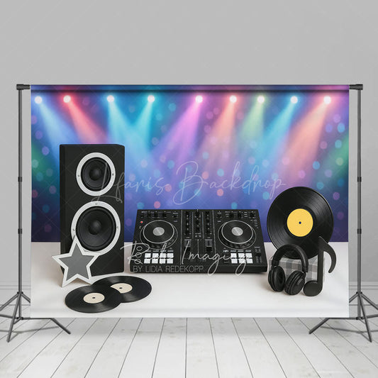 Lofaris Retro Music Dance Party Stage Cake Smash Backdrop