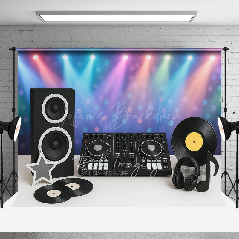 Lofaris Retro Music Dance Party Stage Cake Smash Backdrop