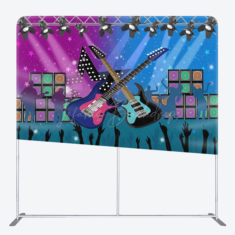 Lofaris Retro Music Rock Dance Stage Square Tension Backdrop