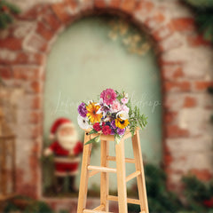 Lofaris Retro Old Style Brick Xmas Vibe Holiday Backdrop