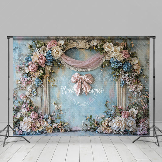 Lofaris Retro Old Style Wall Floral Bow Wedding Backdrop