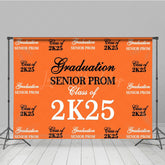 Lofaris Retro Orange Step And Repeat Congrats Grad Backdrop