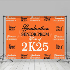 Lofaris Retro Orange Step And Repeat Congrats Grad Backdrop