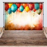Lofaris Retro Painted Balloons Wood Floor Combo Set Backdrop