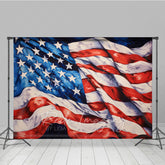 Lofaris Retro Painted Usa Flag Independence Day Backdrop