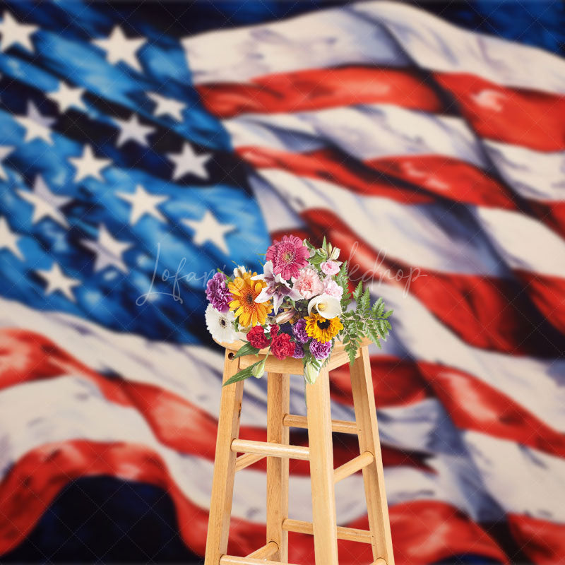 Lofaris Retro Painted Usa Flag Independence Day Backdrop