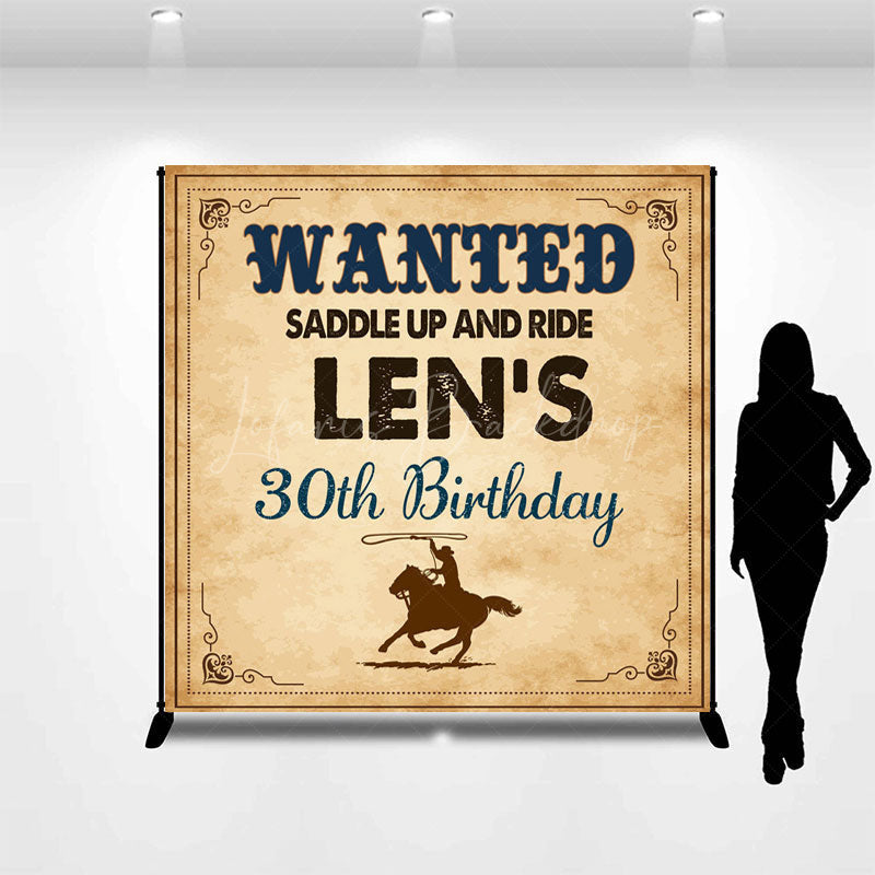 Lofaris Retro Paper Cowboy Custom 30th Birthday Backdrop