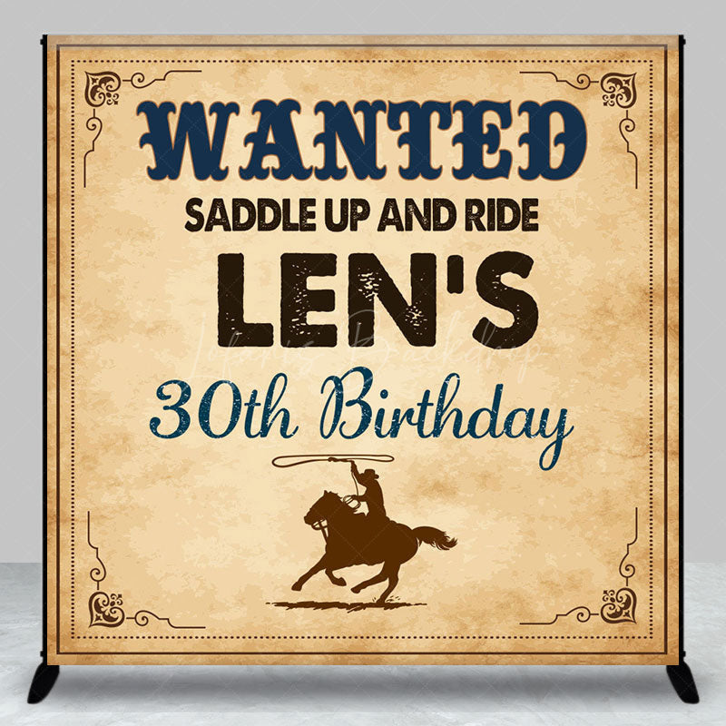Lofaris Retro Paper Cowboy Custom 30th Birthday Backdrop