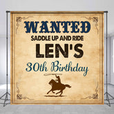 Lofaris Retro Paper Cowboy Custom 30th Birthday Backdrop