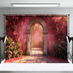 Lofaris Retro Pink Arch Wall Greenery Floral Spring Backdrop