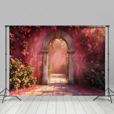 Lofaris Retro Pink Arch Wall Greenery Floral Spring Backdrop