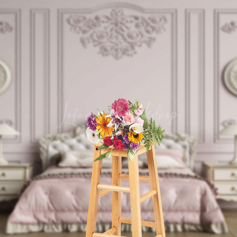 Lofaris Retro Pink Bedroom Headboard Photography Backdrop