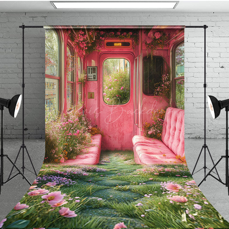 Lofaris Retro Pink Floral House Sofa Spring Sweep Backdrop