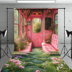 Lofaris Retro Pink Floral House Sofa Spring Sweep Backdrop