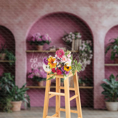 Lofaris Retro Pink Hollow Arch Book Plant Photo Backdrop