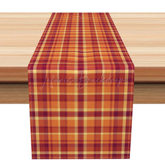 Lofaris Retro Plaid Table Runner in Warm Tones Simple Old Style Check for Vintage and Farmhouse Kitchen
