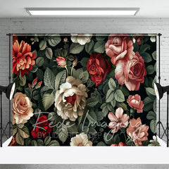 Lofaris Retro Plant Leaves Red Pink Floral Photo Backdrop