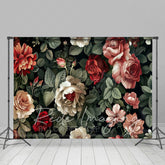 Lofaris Retro Plant Leaves Red Pink Floral Photo Backdrop