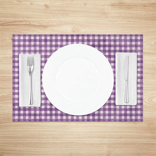 Lofaris Retro Purple White Plaid Dining Set of 4 Placemats