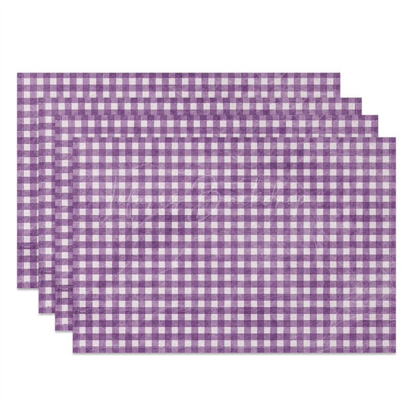 Lofaris Retro Purple White Plaid Dining Set of 4 Placemats