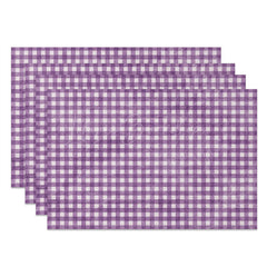 Lofaris Retro Purple White Plaid Dining Set of 4 Placemats