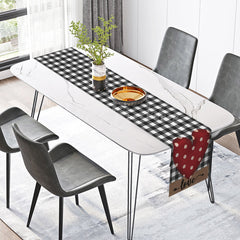 Lofaris Retro Red Heart Plaid Valentines Day Table Runner