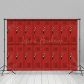 Lofaris Retro Red Regular Locker Backdrop For Photography