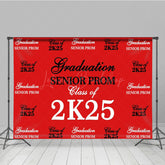 Lofaris Retro Red Step And Repeat Congrats Grad Backdrop