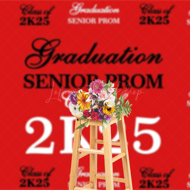 Lofaris Retro Red Step And Repeat Congrats Grad Backdrop
